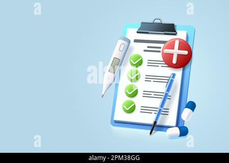 Presse-papiers médicaux, page de service de gestion, test médical. Illustration vectorielle Illustration de Vecteur