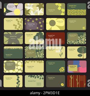 Collection de 24 cartes d'affaires ou d'invitation modernes colorées mise en page clip-Art avec orientation horizontale et divers Abstract Design Illustration de Vecteur