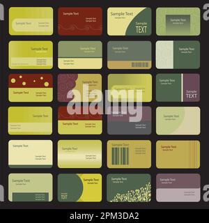 Collection de 24 cartes d'affaires ou d'invitation modernes colorées mise en page clip-Art avec orientation horizontale et divers Abstract Design Illustration de Vecteur