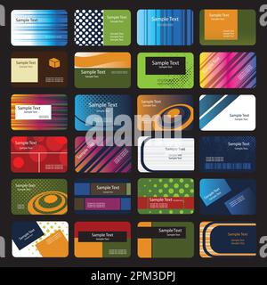 Collection de 24 cartes d'affaires ou d'invitation modernes colorées mise en page clip-Art avec orientation horizontale et divers Abstract Design Illustration de Vecteur