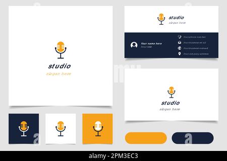 Logo Studio avec texte modifiable. Modèle de livre de marque et de carte de visite. Illustration de Vecteur