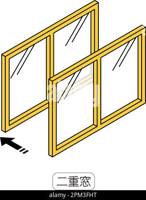 Fenêtres à double vitrage Illustration des mesures de réduction du bruit qui peuvent être prises dans les propriétés locatives - Traduction: Fenêtres à double vitrage Illustration de Vecteur