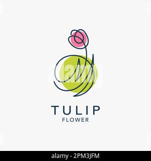 Logo tulipe en forme de ligne Illustration de Vecteur