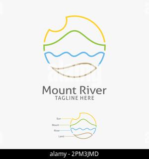 Logo Mountain River en style ligne Illustration de Vecteur