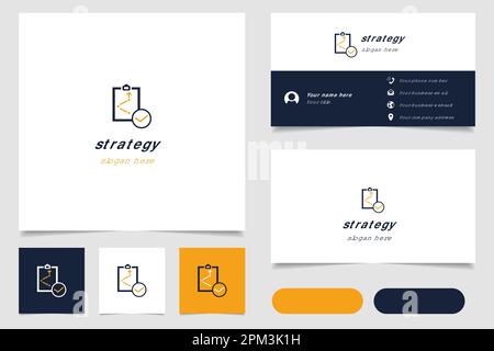 Logo Strategy avec texte modifiable. Modèle de livre de marque et de carte de visite. Illustration de Vecteur