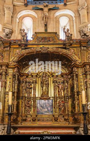 Espagne, Castille et León, Salamanque, scène sur la via de la Plata, chemin de pèlerinage espagnol à Saint-Jacques-de-Compostelle, la vieille ville classée au patrimoine mondial de l'UNESCO, la vieille cathédrale, la chapelle de Santa Barbara Banque D'Images