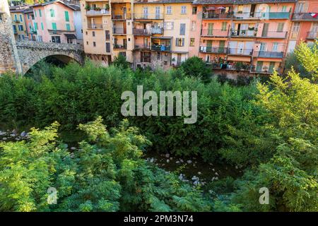 France, Alpes Maritimes, vallée de Bevera, Sospel, le Vieux pont, Rivière la Bevera Banque D'Images