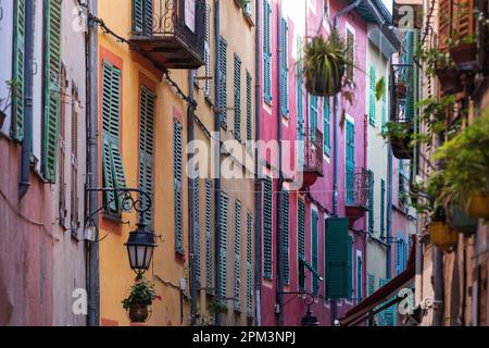 France, Alpes Maritimes, Vallée de Roya, Breil sur Roya, façades Banque D'Images