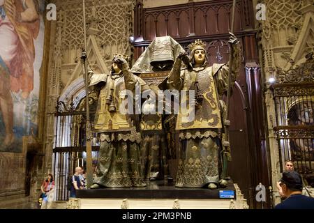 Séville Espagne. Tombe de Christophe Colomb dans la cathédrale de Séville. Banque D'Images