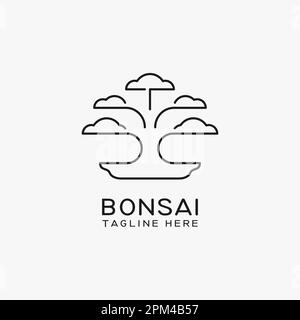 Logo Bonsai Line art Illustration de Vecteur