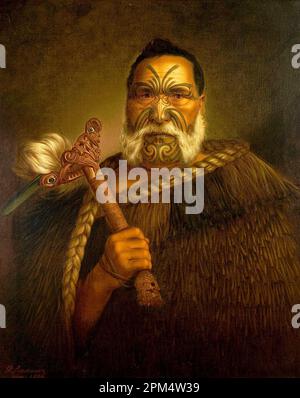 Gottfried Lindauer - Heta te Haara - Portrait du chef maori. Banque D'Images