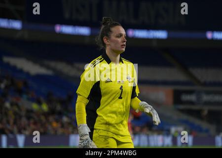 Gardien de but Shannon Turner d'Irlande du Nord. Pays de Galles 4 v 1 Irlande du Nord. Stade de Cardiff. 6th avril 2023 Banque D'Images