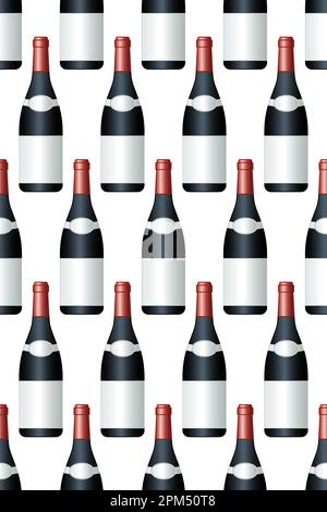 Motif sans couture d'une bouteille de verre de vin Illustration de Vecteur