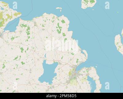 Antrim, région de l'Irlande du Nord. Ouvrez la carte des rues Banque D'Images