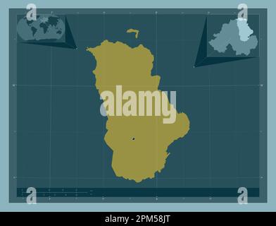 Antrim, région de l'Irlande du Nord. Forme de couleur unie. Cartes d'emplacement auxiliaire d'angle Banque D'Images