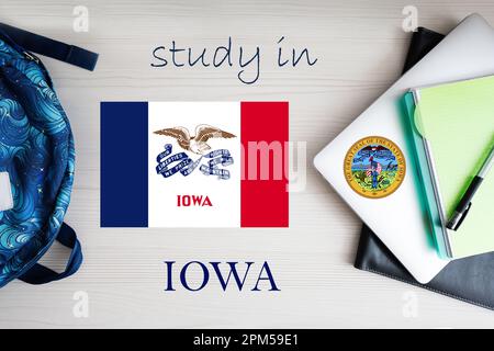 Étudier en Iowa. États-Unis. CONCEPT ÉDUCATIF AMÉRICAIN. Apprendre le concept de l'Amérique. Banque D'Images