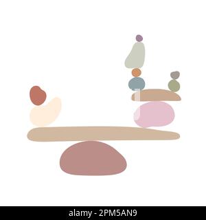 Zen Stones cairns simple résumé de style plat illustration vectorielle, détente, méditation et yoga concept, boho couleurs pyramide de pierre pour faire des bannières, affiches, cartes, imprimés, art mural Illustration de Vecteur