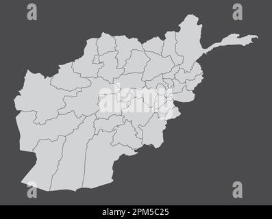 Carte administrative de l'Afghanistan isolée sur fond sombre Illustration de Vecteur