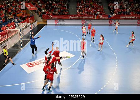 Brno, République tchèque. 11th avril 2023. Le match de fin d'avance pour le championnat du monde de handball féminin République tchèque contre Suisse à Brno, République tchèque, 11 avril 2023. Crédit: Vaclav Salek/CTK photo/Alay Live News Banque D'Images