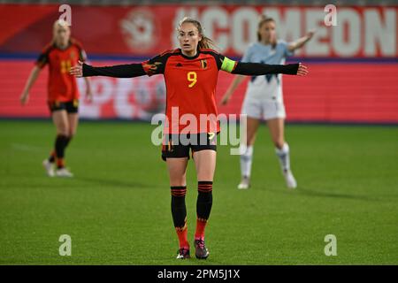 Louvain, Belgique. 11th avril 2023. Tessa Wullaert, en Belgique, a été photographiée lors d'un match de football amical entre l'équipe nationale féminine belge, les flammes rouges et la Slovénie, le mardi 11 avril 2023 à Louvain. BELGA PHOTO DAVID CATRY crédit: Belga News Agency/Alay Live News Banque D'Images