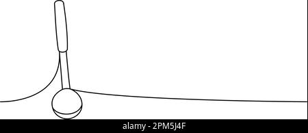 Louche de cuisine une ligne de dessin continu. Outils de cuisine illustration continue d'une ligne. Illustration linéaire minimaliste vectorielle. Illustration de Vecteur