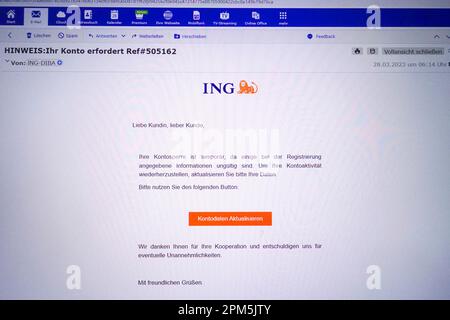 E-mail sur le blocage du compte bancaire, ING-Diba, usurpation, Allemagne Banque D'Images