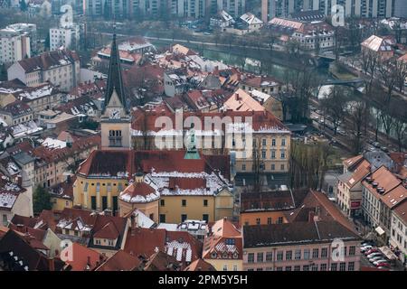 Ljubljana : vue panoramique sur le centre-ville. Slovénie Banque D'Images