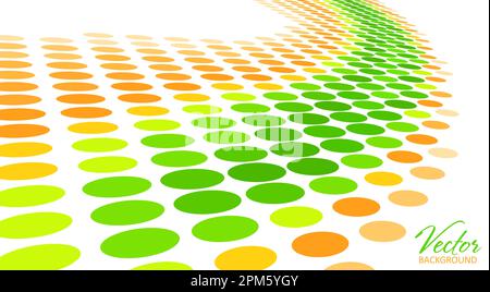 Arrière-plan abstrait en pointillés avec ligne de perspective vert et orange demi-ton. Motif graphique vectoriel Illustration de Vecteur