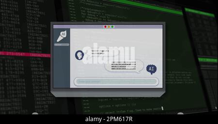 Image de l'écran avec discussion en ligne sur le traitement des données Banque D'Images
