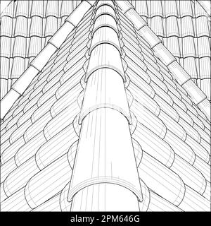 Carreau de toit Vector. Illustration isolée sur fond blanc. Illustration vectorielle de l'arrière-plan des carreaux de toit. Illustration de Vecteur