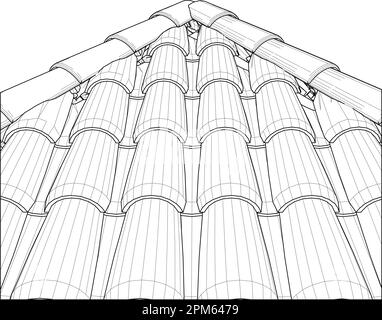 Carreau de toit Vector. Illustration isolée sur fond blanc. Illustration vectorielle de l'arrière-plan des carreaux de toit. Illustration de Vecteur