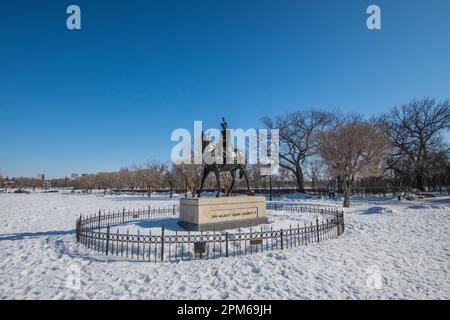 Statue équestre de la reine Elizabeth II à l'édifice de l'Assemblée législative de la Saskatchewan, à Regina, en Saskatchewan, au Canada Banque D'Images