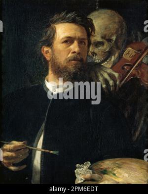 Autoportrait avec la mort jouant le violon, 1872 peint par le peintre symboliste suisse Arnold Böcklin datant du 19th siècle Banque D'Images