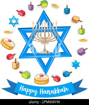 Illustration de la bannière Happy Hanukkah Illustration de Vecteur