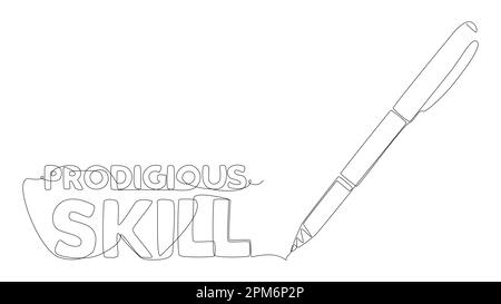 Une ligne continue de mot de compétence prodigieux écrit par avec le stylo feutre. Concept de vecteur d'illustration à trait fin. Dessin de contour idées créatives. Illustration de Vecteur