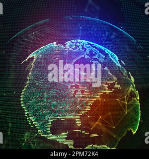 Le concept de connexion réseau globale. Visualisation des Big Data. Communication dans les réseaux sociaux dans les réseaux informatiques mondiaux. Internet Banque D'Images