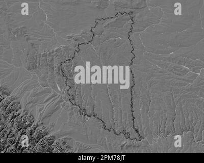 Ternopil', région de l'Ukraine. Carte d'altitude à deux niveaux avec lacs et rivières Banque D'Images