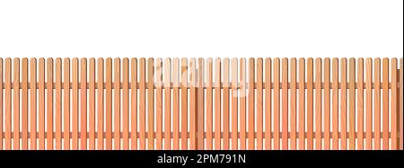 Nouvelle clôture en bois non peinte en planches et clôture de piquetage. Conception horizontale sans couture. Isolé sur fond blanc vecteur. Illustration de Vecteur