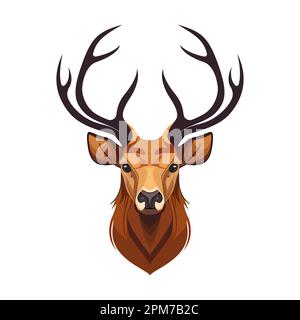 Logo de la tête de cerf. Cerf à dessin abstrait avec cornes. Joli visage de cerf avec cornes. Illustration vectorielle Illustration de Vecteur