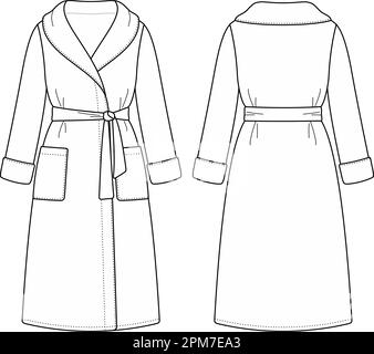 peignoir pour femmes. Avant et arrière. CAO mode. Illustration de Vecteur