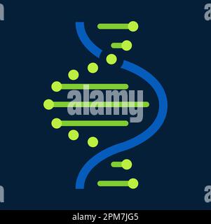 Icône de code génétique des cellules géniques, structure hélicoïdale de la bande dessinée, séquence des chromosomes. ADN vectoriel abstrait polygonal filaire molécule hélice spirale Illustration de Vecteur