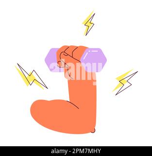 Poids de la main de levage semi-plat vecteur coloré première vue main Illustration de Vecteur