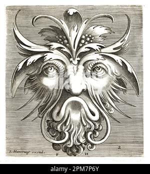 Frans Huys (graveur) d'après Cornelis Floris II - masque avec la barbe de curly Banque D'Images