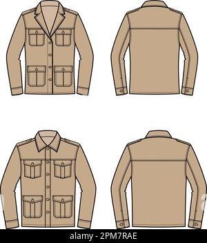 Veste pour Homme et Femme en style safari. Illustration de Vecteur