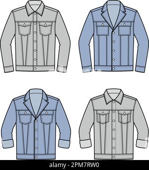Veste jean pour Homme. CAO mode. Illustration de Vecteur