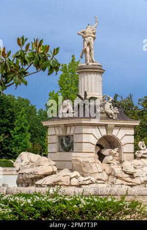 Fontaine d'Hercules et d'Antaeus, Jardins royaux espagnols, jardin du Parterre, Aranjuez, Espagne. Présentation de la fontaine. Il a commencé sous Carlos IV et en 180 Banque D'Images