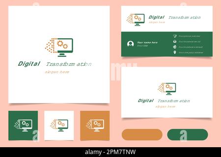 Logo Digital transformation avec texte modifiable. Modèle de livre de marque et de carte de visite. Illustration de Vecteur