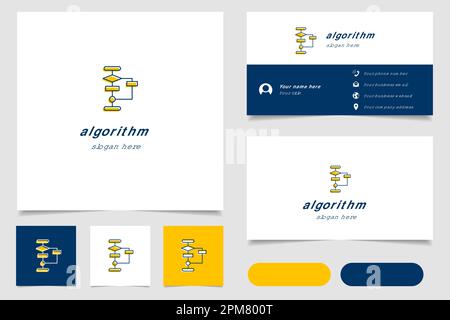 Logo d'algorithme avec texte modifiable. Modèle de livre de marque et de carte de visite. Illustration de Vecteur