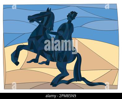 Mosaïque, vitraux. Monument à Pierre 1 à cheval, Saint-Pétersbourg. Illustration de Vecteur