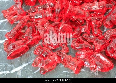 France, Ardennes, Bogny sur Meuse, Maison Simon, Ardennes atelier de production de sucre rouge (bonbons rouges traditionnels fabriqués pour Saint Nicolas et fêtes de Noël) Banque D'Images